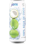 Jans 100 Pure Coconut Water with Coconut Pulp  Pure Unsweetened Coconut Water  Not from Concentrate  NonGMO  Refreshing Taste of the Tropics  1657 fl oz per can Pack of 12