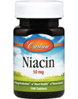 Carlson - Niacin, 50 mg, Supports Cholesterol Metabolism, Energy Production, Heart Health, Nerve Function, 100 Tablets