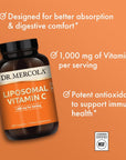 Dr. Mercola Liposomal Vitamin C, 1,000 mg per Serving, 90 Servings (180 Capsules), Dietary Supplement, Supports Immune Health, Non GMO, NSF Certified