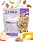 Ready, Set, Food! Organic Baby Oatmeal Cereal | Banana Apple | Organic Baby Food with 9 Top Allergens: Peanut, Egg, Milk, Cashew, Almond, Walnut, Sesame, Soy & Wheat | Unsweetened | Fortified with Iron | 15 Servings