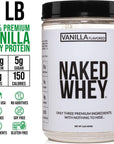 Naked Vanilla Whey Protein 1LB - Only 3 Ingredients, All Natural Grass Fed Whey Protein Powder + Vanilla + Coconut Sugar- GMO-Free, Soy Free, Gluten Free. Aid Muscle Growth & Recovery - 12 Servings