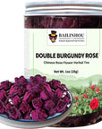 BAILINHOU Dried doubleflowered Burgundy Rose tea 1 oz28g Edible Rose Petal Flower Rich in antioxidants Chinese Herbal Tea Flower Tea Series Products doubleflowered rose