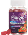 Prebiotic Fiber Gummies 4g, Daily Gummy Fiber Supplement, Digestive Health Support - Supports Regularity & Digestion Health for Adults, Plant Based Soluble Fiber, Non-GMO, Berry Flavor - 60 Gummies