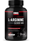 FORCE FACTOR L-Arginine Nitric Oxide Supplement with BioPerine to Help Build Muscle and Support Stronger Blood Flow, Circulation, Nutrient Delivery, and Pumps, L-Arginine 3000mg, 3g, 150 Capsules