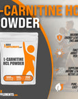 BULKSUPPLEMENTS.COM L-Carnitine HCl Powder - Carnitine Supplement, Carnitine Powder, L-Carnitine 500mg - Amino Acids Supplement, 500mg per Serving, Gluten Free, 100g (3.5 oz)