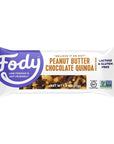 Fody Foods Vegan Protein Nut Bars, Peanut Butter Chocolate Quinoa Flavor, 6g Protein per Bar, Low FODMAP Certified, Gut & IBS Friendly, 12 Count