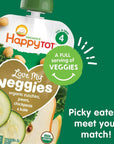 Happy Tot Organics Love My Veggies Stage 4, Zucchini, Pear, Chickpeas & Kale, 4.2 Ounce Pouch (Pack of 16) packaging may vary