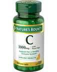 Nature's Bounty Vitamin C + Rose Hips, Immune Support, 1000mg, Coated Caplets, 100 Ct