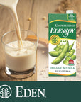 Edensoy Unsweetened Eden Organic Soymilk NonGMO USA Whole Soy Soya Milk NonDairy Vegan Plain Shelf Stable 32 oz 6Pack