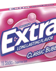 Extra Sugar Free Gum Classic Bubble 15 Stick Slim Packs Pack of 20