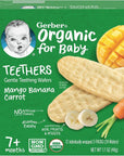 Gerber Snacks for Baby Teethers, Organic Gentle Teething Wafers, Mango Banana Carrot, 1.7 Ounce, 12 Count Box