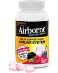 Airborne 1000mg Vitamin C with Zinc, Immune Support Supplement with Powerful Antioxidants Vitamins A C & E - 116 Chewable Tablets, Very Berry Flavor