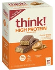 think Protein Bars High Protein Snacks Gluten Free Kosher Friendly Creamy Peanut Butter Nutrition Bars 21 Oz per Bar 12 Count Packaging May Vary