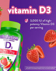 vitafusion Extra Strength Vitamin D3 Gummy, Strawberry Flavored Bone and Immune System Support (1) 120 Count