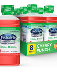 Pedialyte Advanced Care Electrolyte Solution, 1 Liter, 8 Count, with PreActive Prebiotics, Hydration Drink, Cherry Punch