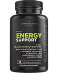 Livingood Daily Energy Support - Natural Clean Energy Booster Supplement for Focus, Memory, Clarity, & Mood - NADH, L-Taurine, L-Theanine, Methylcobalamin, Co-Q10 - No Caffeine, Vegan - 60 Capsules