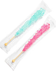 Light Blue and Pink Rock Candy Crystal Sticks  24 Indiv Wrapped  Cotton Candy  Cherry Flavored