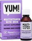 NovaFerrum Yum | Multivitamin with Iron for Infants, Toddlers & Kids | Immune Support | Ages 4 & Under | Gluten Free Certified | Sugar Free | Raspberry Grape | 50 Servings