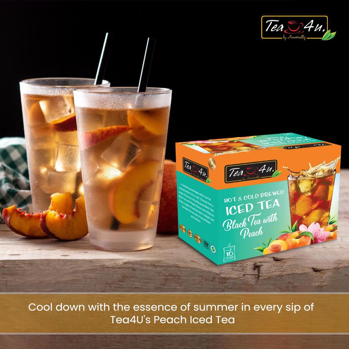 Tea4U Peach Iced Tea Cold Brewed 10 Tea Bags