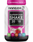 INVIGOR8 Superfood Protein Shake Gluten-Free and Non GMO Meal Replacement Shake with Probiotics and Omega 3 (645 Grams) (Natural Strawberry)