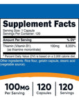 Nutricost Vitamin B1 (Thiamine) 100mg, 120 Capsules - Gluten Free and Non-GMO