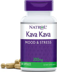 Natrol Mood & Stress Kava Kava 200mg, Dietary Supplement for Relaxation and Eases Tension, 30 Capsules, 15-30 Day Supply