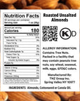 Roasted Almonds Unsalted  Fresh and Delicious Guilt Free Healthy Keto Snack Whole Unsalted Nuts Steam Pasteurized Packed in Resealable Bag Low Calories Vegan GlutenFree 3lb