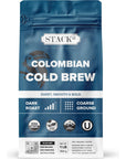 Organic Cold Brew Coffee Coarse Ground 1 LB  Colombian Supremo Reserve Flavor Dark Roast Coarse Grind  100 Arabica Beans  Handcrafted Single Origin Micro Roast Direct Trade  By Stack Street