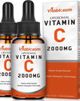 Liposomal Vitamin C 2000mg Liquid for Adults, High Absorption VIT C, Maximize Vitamin C, Immune System & Antioxidant Support, 60ML (2 Bottle)