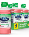 Pedialyte AdvancedCare Electrolyte Solution with PreActiv Prebiotics, Hydration Drink, Strawberry Lemonade, 1 Liter, 4 Count