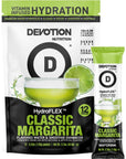 Devotion Nutrition HydroFLEX Packets  Vitamin Infused Hydration Powder  Water Enhancer Drink Mix  Sugar Free Gluten Free Vegan  12 Pack Classic Margarita