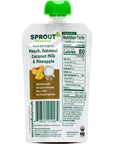 Sprout Organic Baby Food, Stage 2 Pouches, Peach Oatmeal with Coconut Milk and Pineapple, 3.5 Oz Purees (Pack of 12)