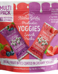 Nature's Garden Probiotic Yoggies Multi Pack, 21oz (Strawberry Yoggies 15x0.7 oz +Mixed Berry Yoggies 15x0.7 oz), Strawberry and Mixed Berry Yogurt Covered Snack, High Fiber, Real Fruit Pieces, No Artificial Ingredients, Healthy Snack for Adults