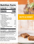 Fast Bar Nuts  Honey Gluten Free Plant Based Protein Bar For Intermittent Fasting 12 Count Box