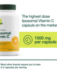 Liposomal Vitamin C - The Only 1500mg Per Capsule (NOT 2) DNA Verified & Potent VIT C - Swallow or Pour Powder into a Drink, All Natural Vegan Friendly, Non-GMO, Gluten & Soy Free