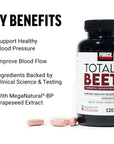 Force Factor Total Beets Blood Pressure Support Supplement with Nitrates & Grapeseed Extract to Boost Nitric Oxide, Circulatory Cardiovascular Vasodilator Heart Health Vitamins, 120 Count(Pack of 1)