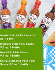 Nando's PERi PERi Hot Sauce Lovers Pack - Garlic, Medium, Hot, Extra Extra Hot Piri Piri Sauce Set - 9.1oz Bottles, 4PK