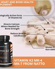 Vitamin K2 Supplements - Full Spectrum Vitamin K2 MK7, MK4 & Calcium - High Strength Vitamin K Works with Vitamin D3 K2 5000 IU - K2 Vitamin Supplement 600mcg - Support Bone Health - 90 Capsules