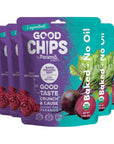 Baked Organic Beet Chips by GOOD CHIPS! 100% Natural, Oil Free, Only Two Ingredients: Organic Beets and Sea Salt. 1 oz Bags, Pack of 6