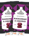 Bonds of London BLACKCURRANT  LIQUORICE Flavored British Import 2 Pack WBundle Bonanza Candy