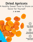 Nutscom  Dried Apricots  No Sugar Added Healthy Fruit Snack for Adults  Kids  Naturally Plump  Juicy Good Source of Potassium  Fiber  Vegan GlutenFree  Kosher Pareve  2 Pound Bag