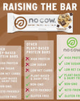 No Cow High Protein Bars Chocolate Chip Cookie Dough  Healthy Snacks 20g Vegan Protein High Fiber Low Sugar Keto Friendly Dairy  Gluten Free 12 Count