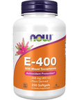 NOW E-400 Vitamin E-400 IU MT Softgels with Mixed Tocopherols, 250 Softgels