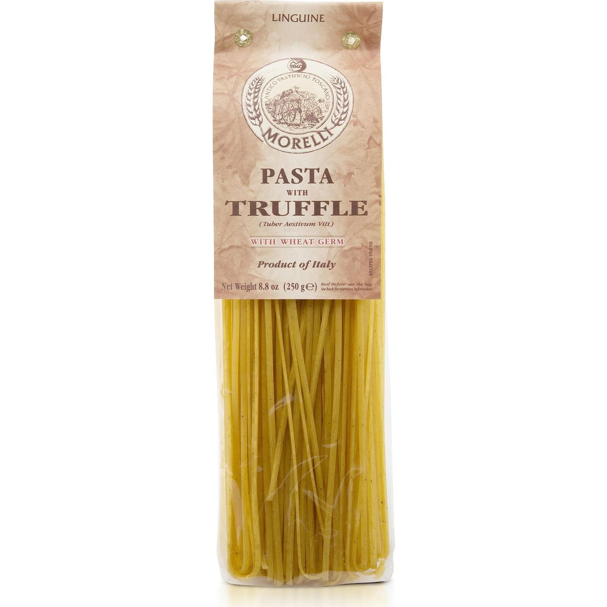 Morelli Italian Pasta Truffle Linguine - Gourmet Pasta - Handmade in Small Batches - Imported from Italy - Durum Wheat Semolina Pasta - 8.8 Ounce / 250g