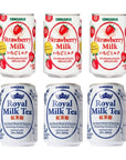 Sangaria Royal Milk Tea and Strawberry Milk  6 pack  Popular Drink From Japan  Japanese Can Drinks  Rich and Creamy  Bundles  Variety Packs  Combo Beverages  896 Fl Oz