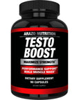 Arazo Nutrition TestoBoost Test Booster Supplement - Potent & Natural Herbal Pills - Boost Muscle Growth - Tribulus, Horny Goat Weed, Hawthorn, Zinc, Minerals