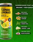 Golden Tiger  Organic Sparkling Turmeric Lemonade  Green Tea  Bio Active Curcumin  Green Tea  Ginger  12 Cans  Plant Based Immunity and Recovery Support  20 Calories