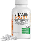 Bronson Vitamin K2 (MK7) with D3 Supplement Non-GMO Formula 5000 IU Vitamin D3 & 90 mcg Vitamin K2 MK-7 Easy to Swallow Vitamin D & K Complex, 120 Capsules