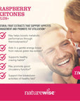 NatureWise Raspberry Ketones Plus - Advanced Ketones in Raspberry Blend Supports Antioxidant Health, Boosts Energy, Supports Weight Targets Vegan & Gluten-Free (120 Veggie Capsules)