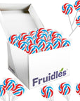 Fruidles Round Patriotic Lollipop USA Red Blue  White Mixed Fruit Flavor Individually Wrapped 15 Inch 15 gram Sucker 12Pack